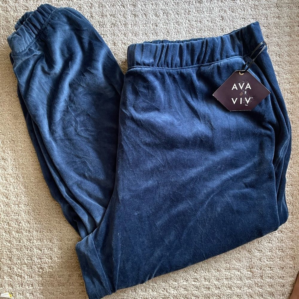 Ava & Viv High-Rise Relaxed Velour Joggers 2X